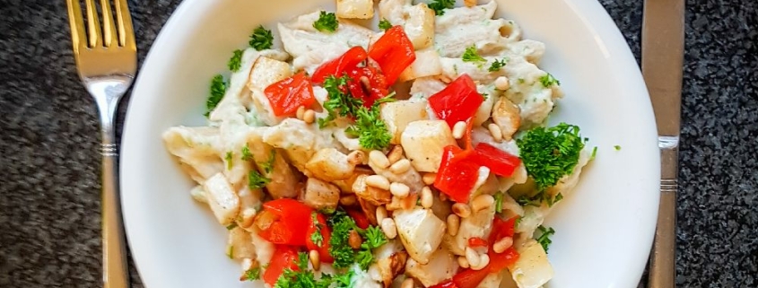 vegetarische recepten met seizoensgroenten in januari: pasta met knolselderij
