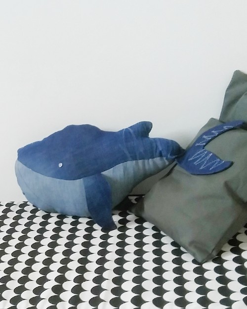 Walvis van een oude spijkerbroek