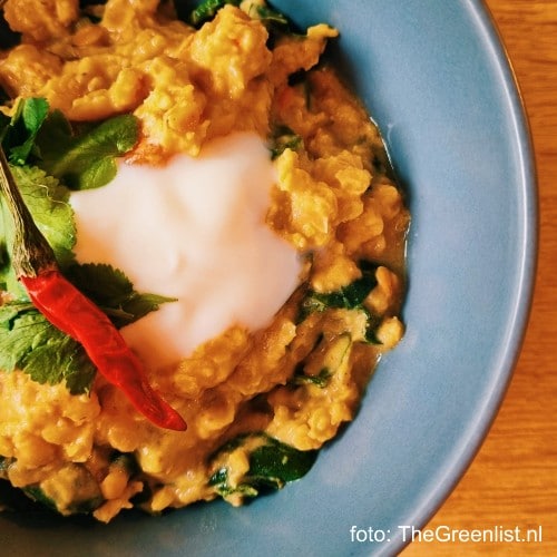 Vegan linzen curry met spinazie van TheGreenlist