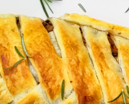 Plantaardig gehaktbrood in bladerdeeg recept header