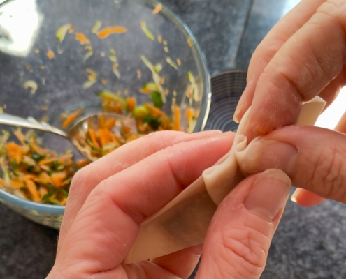 Plantaardige Japanse gyoza op twee manieren