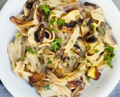 snelle tagliatelle met paddenstoelen recept