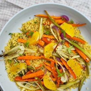 Bulgur met geroosterde venkel en wortel