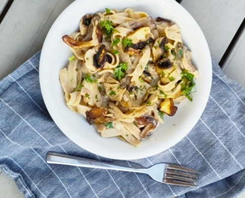 vegetarisch recept pasta paddestoelen